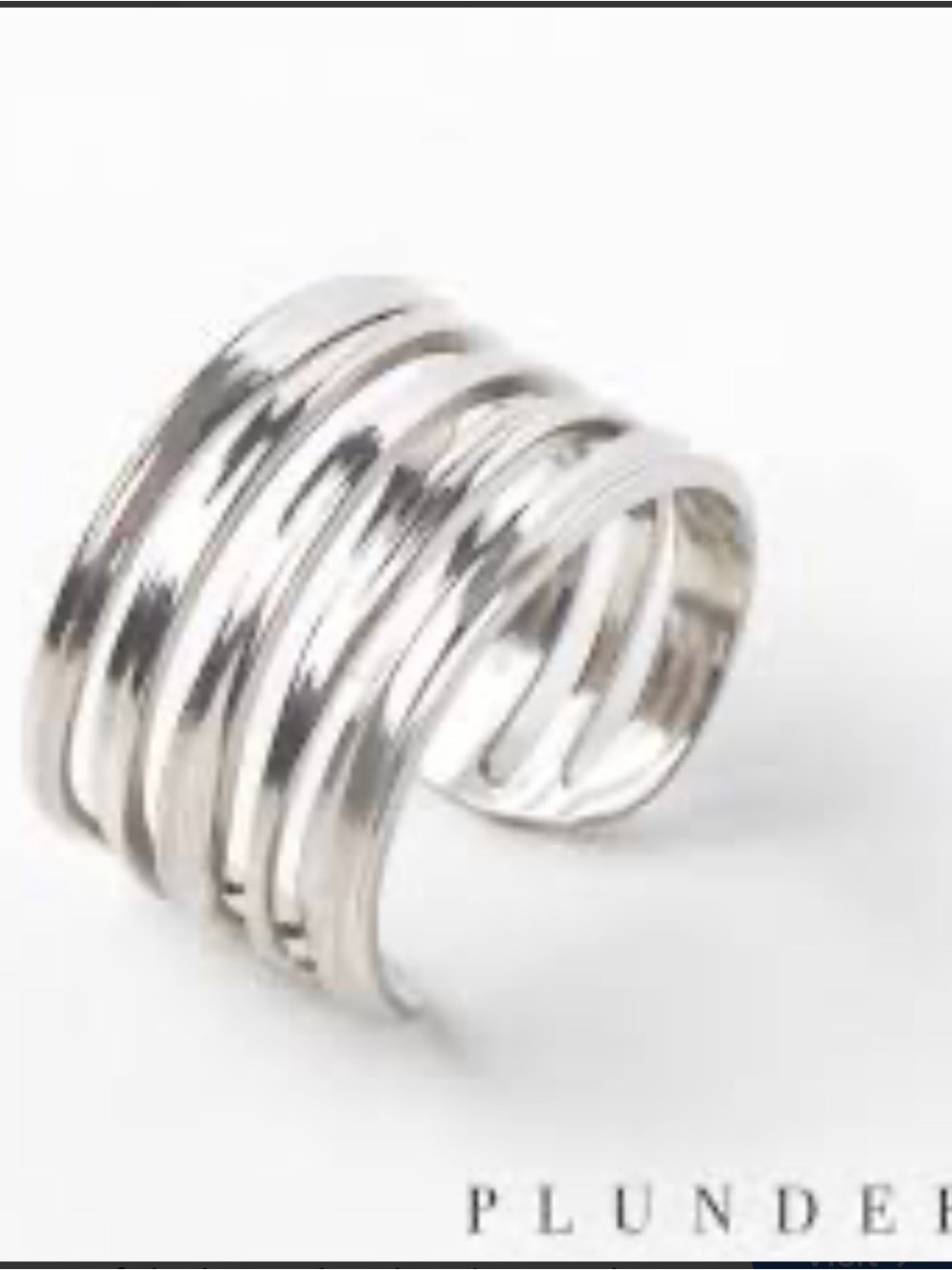 Plunder Silver Multi-Band Open Cuff Ring